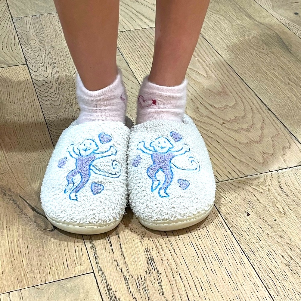 Roller rabbit monkey slippers.